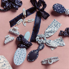Wet Brush × Hill House Satin Scrunchie Headband - Navy Trellis